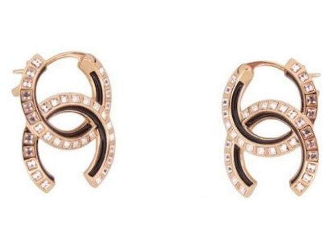 Orecchini pendenti Chanel Oro Champagne e Strass D'oro