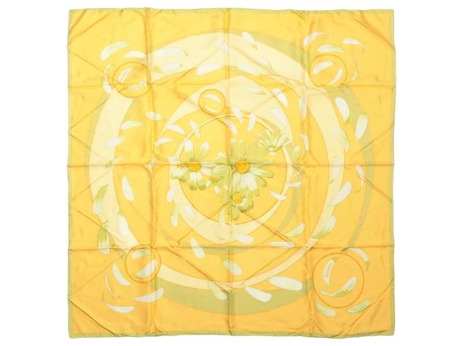 Hermès Carré 90 "Au gre du vent" Silk handkerchief in Yellow  ref.2495759