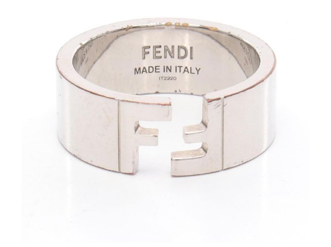 Bague à bande avec logo FF de Fendi