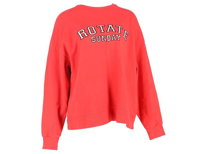 Autre Marque  Rotate Birger Christensen Iris Logo-Print Sweater in Red Cotton  ref.2496570