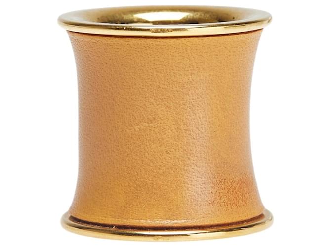 Ring Anneau en cuir tubulaire Hermès Métal Doré  ref.2496582