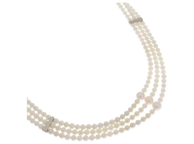 Autre Marque Collar de Perlas en Oro Blanco K14 Plata