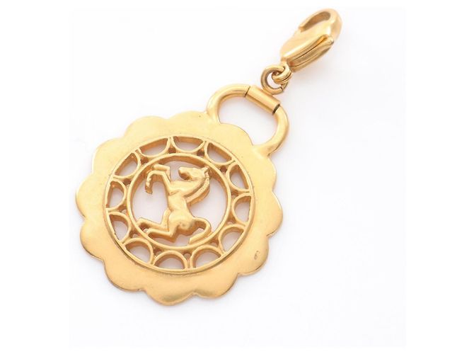 Collar Péndulo Caballo Flor Hermès Dorado
