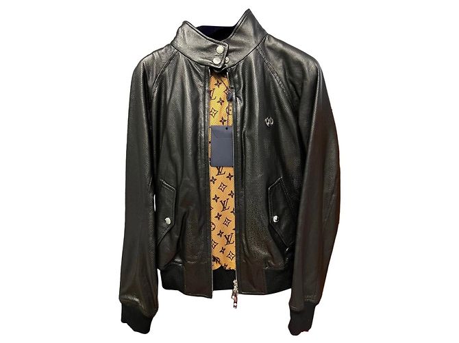 Giacca Bomber Louis Vuitton Nera in Agnello Nero