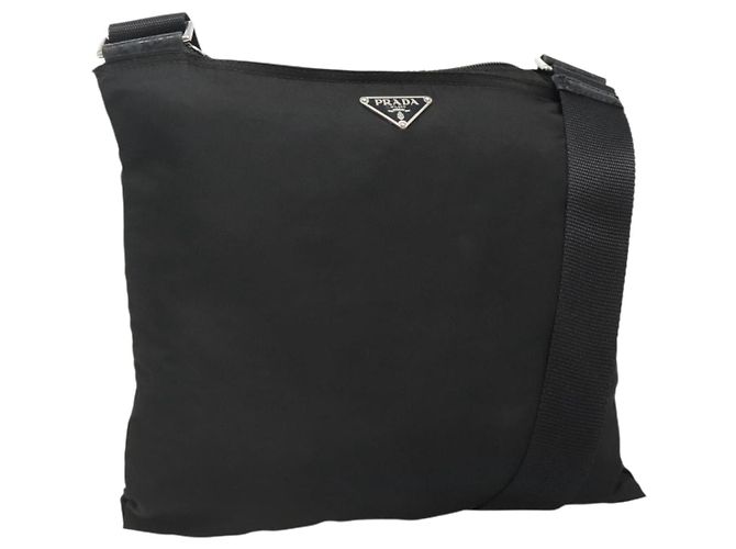 Borsa a Spalla PRADA Nylon Nero Argento Autentica ep10576