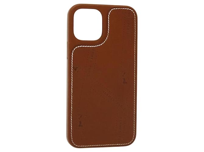 Hermès HERMES iPhone 12 & 12 Pro Case iPhone Case Leather Brown Auth BA5561 