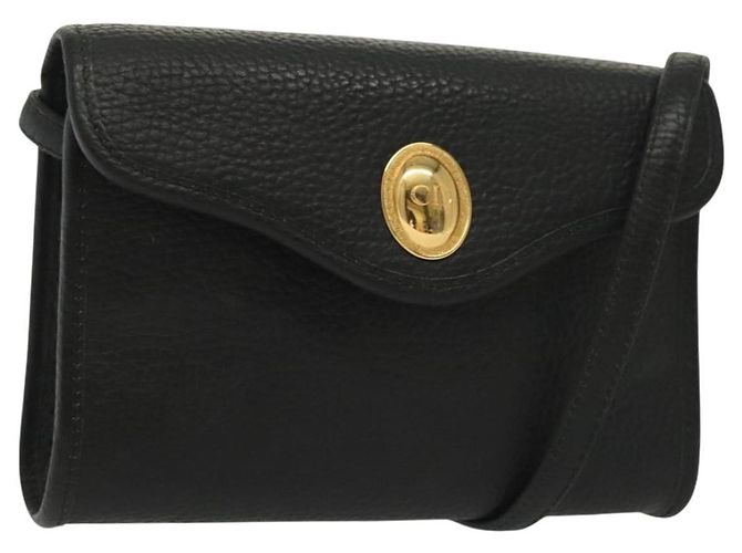 Borsa a Spalla Christian Dior in Pelle Nera Oro Auth 135165 Nero D'oro