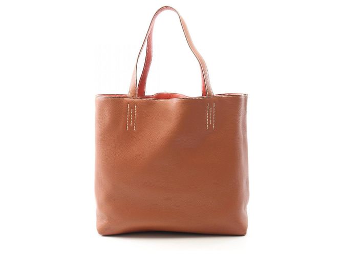 Borsa tote Hermès Double Sens 36 Marrone Bordò