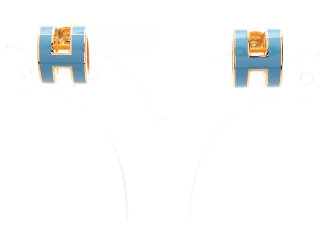 Orecchini Mini Pop Ash di Hermès Blu D'oro 