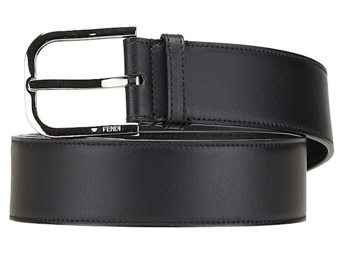 Cinto de couro Zucca Fendi Preto Amarelo  ref.2497623