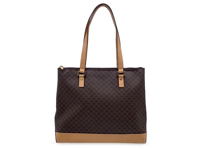 Céline Borsa tote in tessuto vintage Celine Macadam Marrone