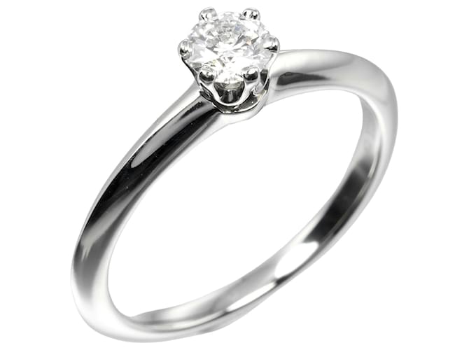 Tiffany & Co. Tiffany Setting Solitaire Ring Platinum with RBC Diamond Silvery 