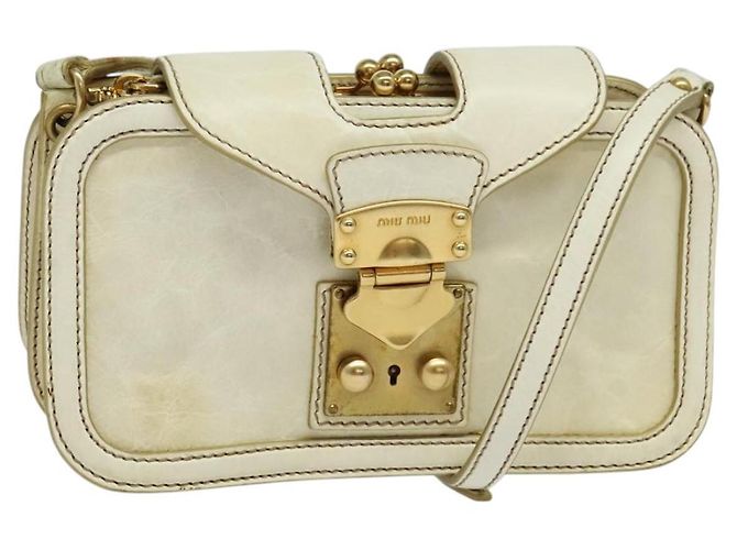 Miu Miu Schultertasche aus Leder Weiß Gold Auth 140643 Golden