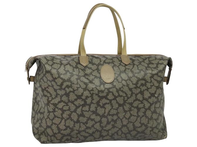 Saint Laurent Bolsa Tote de couro cinza Auth 135196 Marrom