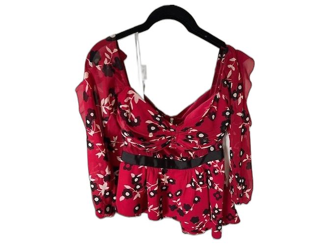 Self Portrait Red Polyester Top