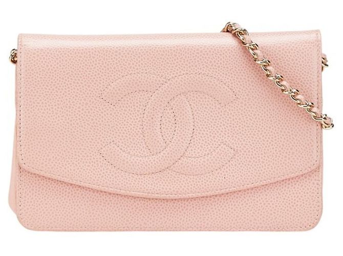 Cartera de cadena Chanel Coco Mark en piel caviar rosa