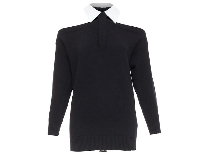 Valentino Garavani Schwarzer Wollpullover mit kalten Schultern von Valentino