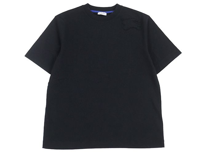 T-shirt in cotone con logo Burberry ricamato e patch Cavaliere Equestre Nero