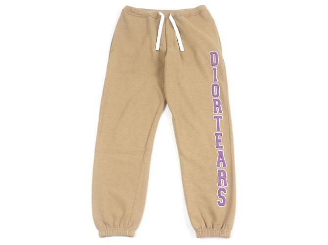 Calça bordada com patch logo Dior×Denim Tears Bege
