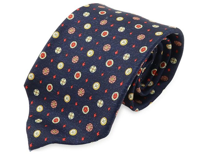 Bulgari BVLGARI Sevenfold Silk Tie Red Blue Multiple colors Navy blue