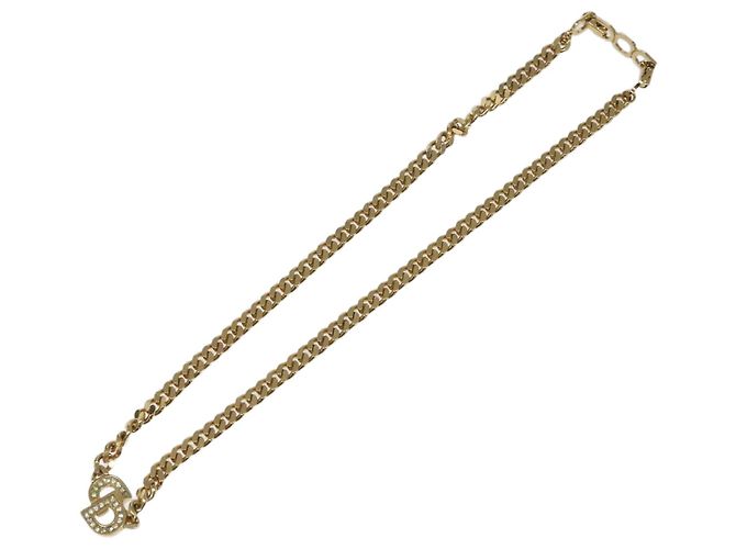 Christian Dior CD Pendant Metal and Crystals Golden