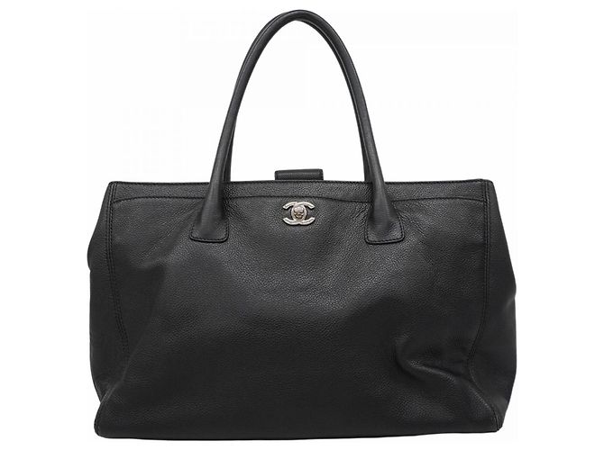 Executive Bolsa Tote de Couro Executiva Chanel Preto