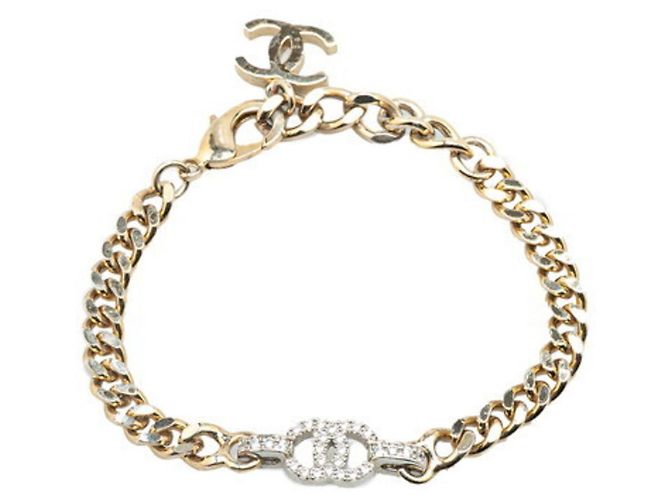 Timeless Pulseira de corrente com strass Coco Mark da Chanel Prata