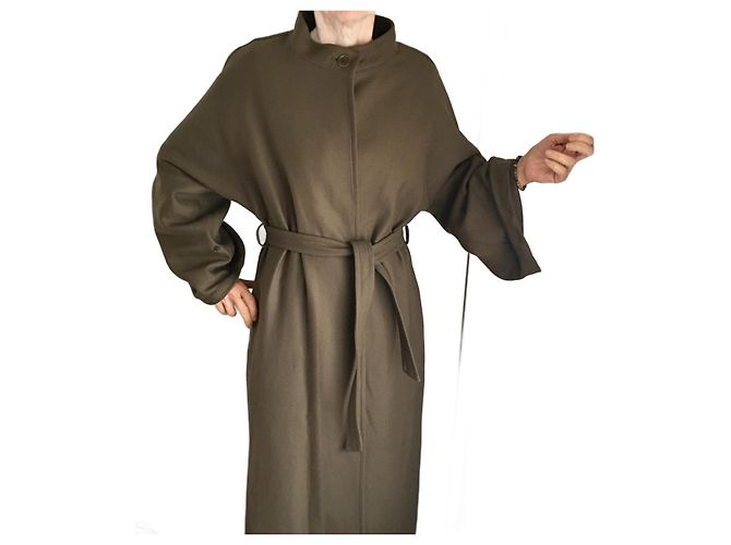 Cappotto lungo Paul & Joe in lana e cotone kaki Cachi