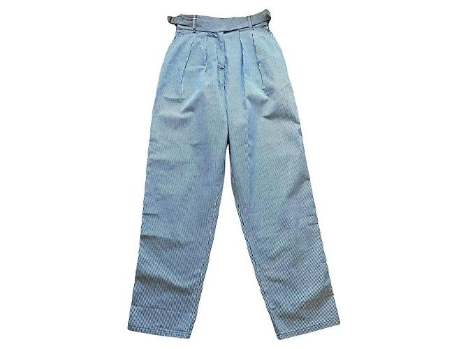 Pantalón ancho Kenzo Jeans de algodón a rayas azul y blanco