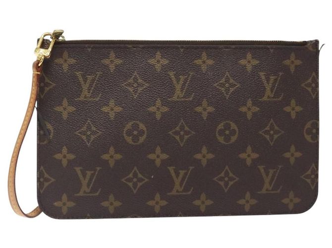 Pochette Neverfull Louis Vuitton em canvas Monogram pequena Marrom