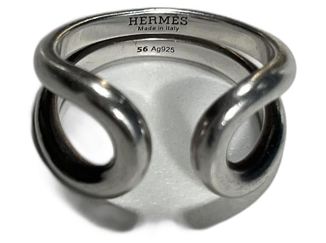 Hermès LIMA silver ring size 56 Grey