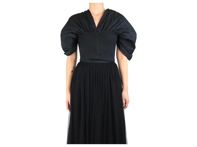 Jonathan Simkhai Black puffed sleeve crop top - size UK 8