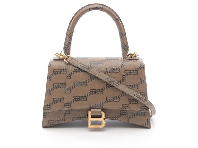Balenciaga Hourglass Small BB Monogram Handbag Brown Cloth  ref.2501815