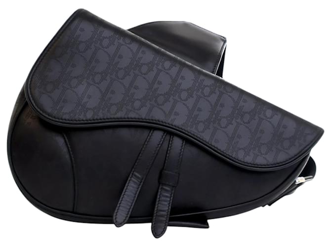 Dior Black Oblique Perforated Calfskin Galaxy Saddle Bag Leather Pony-style calfskin  ref.2502054