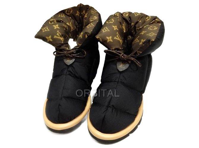 Louis Vuitton Boots Nylon Brown Black