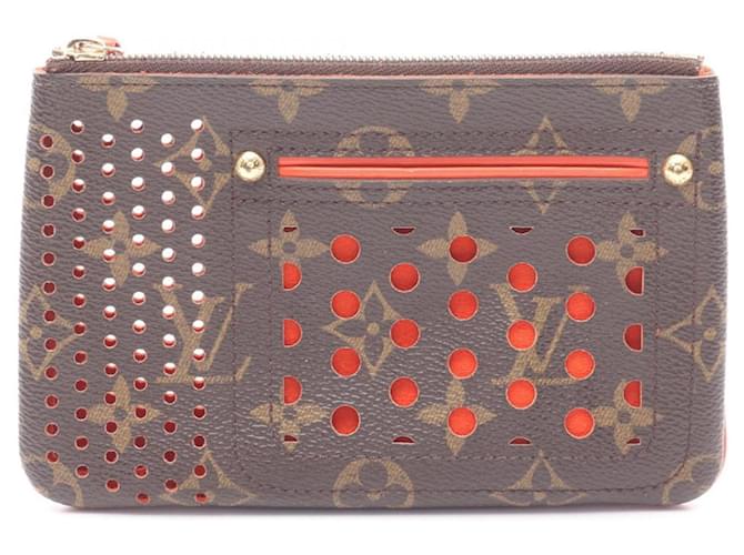 Louis Vuitton Plat Pouch Bag Brown Orange Leather Patent leather Cloth Plastic  ref.2502476