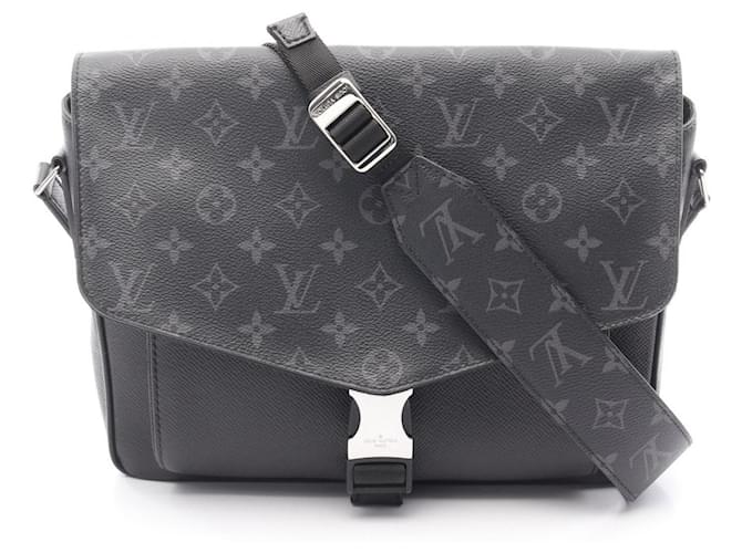 Louis Vuitton Men's Black Taiga Rama Messenger Shoulder Bag Leather Cloth Plastic  ref.2502674
