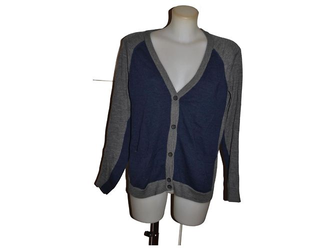 Mm6 Margiela Cardigan Blau und Grau aus Wolle