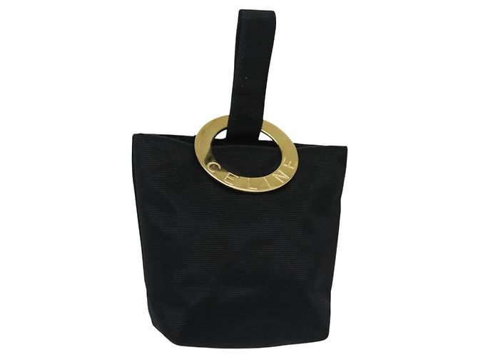Céline Pochette Celine Nylon Nero Oro Auth 140367 D'oro