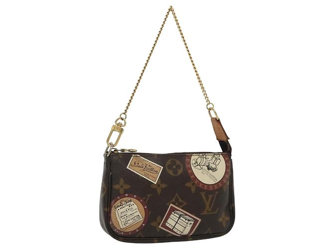 LOUIS VUITTON Mini Pochette Accessoires Patch Monogram Pouch M95804 Auth 141677V Monogramma
