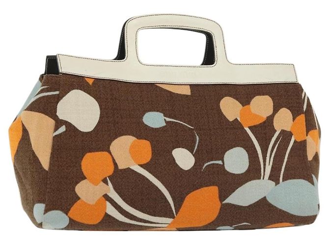Sac à main Miu Miu en toile marron Auth BA5216