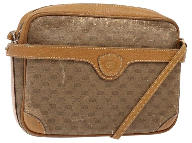 Gucci Borsa a Spalla Micro GG Supreme PVC Beige Oro 007 904 0423 Auth bs29068 D'oro
