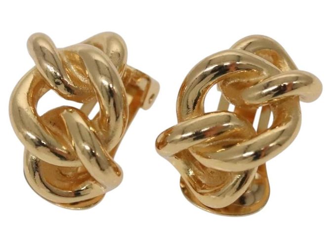 Pendientes Christian Dior de metal dorado Auth bs29162