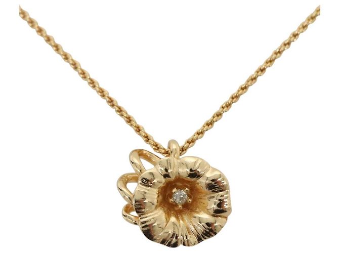 Collar Christian Dior de metal dorado Auth bs29172