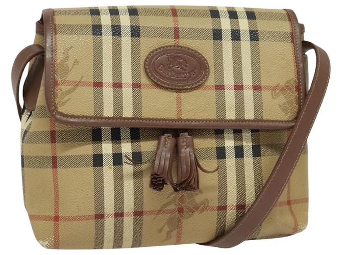 Autre Marque Borsa a Spalla Burberrys Nova Check PVC Beige Oro Auth ep10875 D'oro
