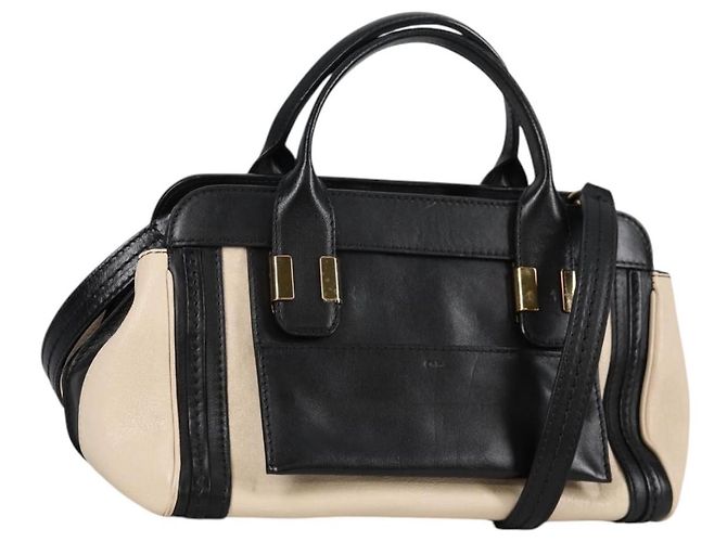 Chloé Sac à main Chloe Little Alice en cuir 2 en 1 blanc et or Auth BA5358V
