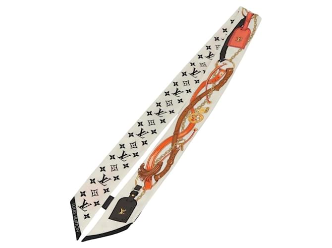 LOUIS VUITTON Flower And Straps Bando BB Scarf Silk White M90658 LV Auth 136325M  ref.2503553
