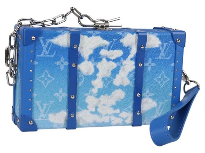 LOUIS VUITTON Monogram Clouds Trunk Clutch Blau Weiß M20403 Auth 140899SM