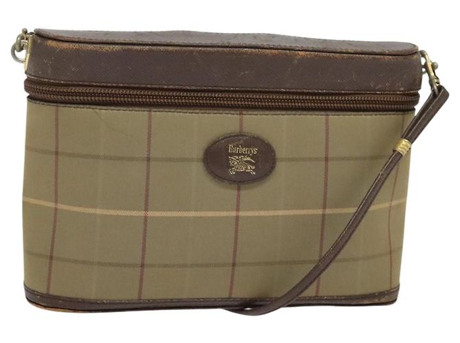Autre Marque Bolsa de Ombro Burberrys Nova Check em Lona Bege Dourada Auth ep10865 Dourado