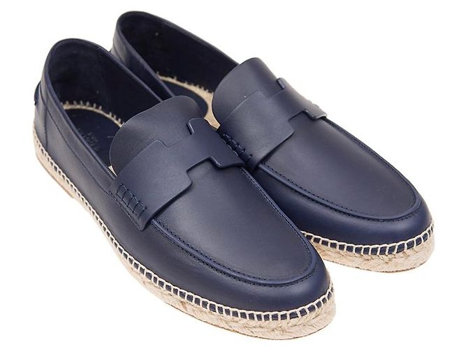 Espadrillas Hermès Trip blu navy in pelle di vitello 40